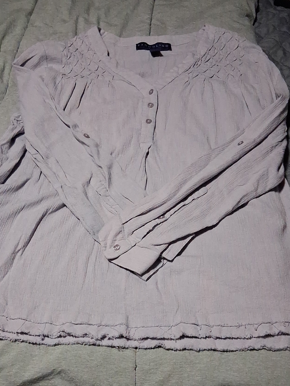 Womens  Lilac Long-Sleeve Henley Top